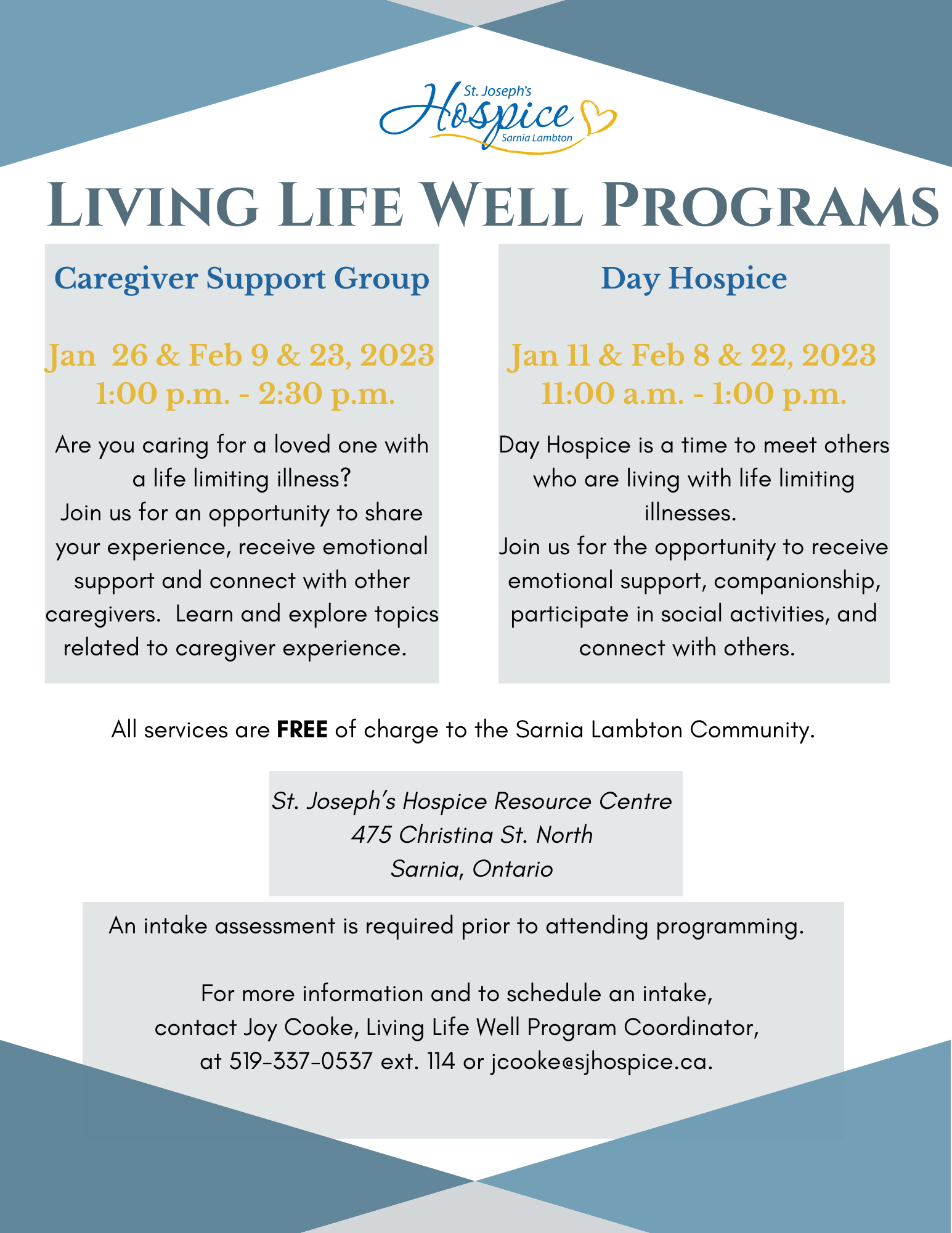 Living Life Well Programs - Jan/Feb 2023