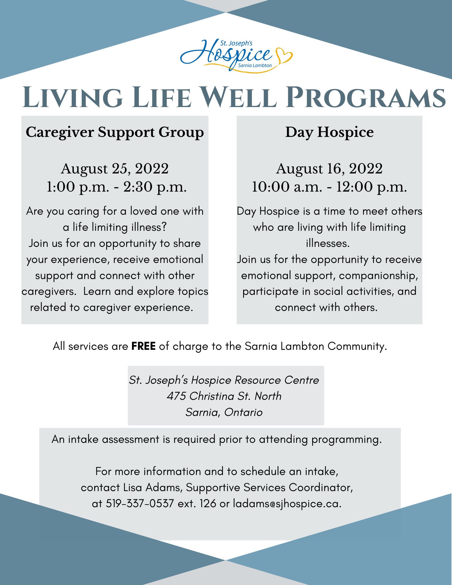 Living Life Well Programs - August 2022